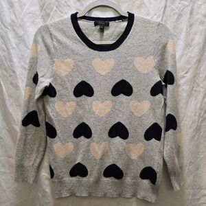 J Crew Heartbreaker Grey Sweater Small Wool Rabbit Blend Crewneck Valentine